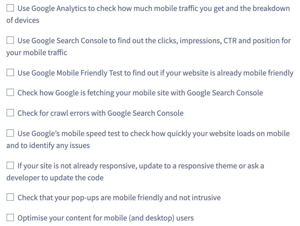 mobile seo checklist