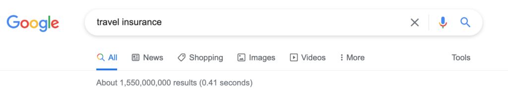 travel insurance serp