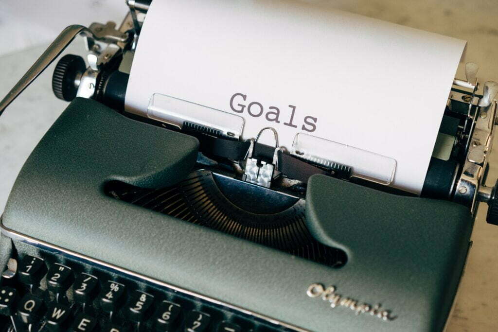 Typewriter typing out goals