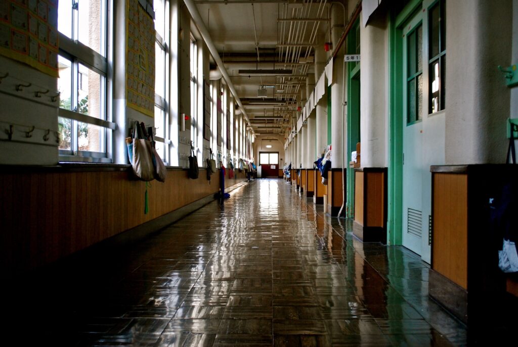 Empty school corridors