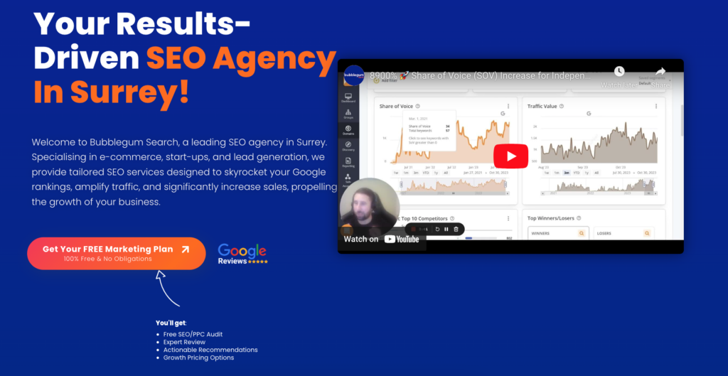 Screenshot of a landing page with a clear call-to-action