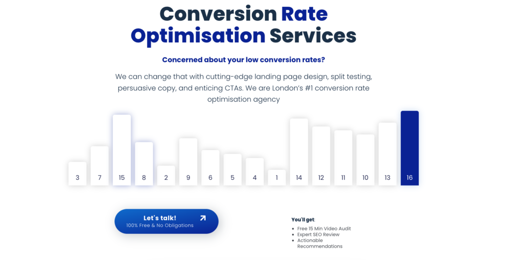 Landing page for conversion rate optimisation services